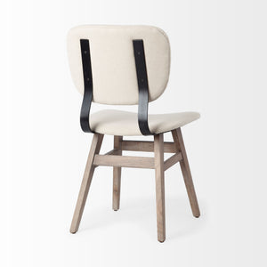 Haden I Cream Fabric Wrap Brown Solid Wood Base Dining Chair