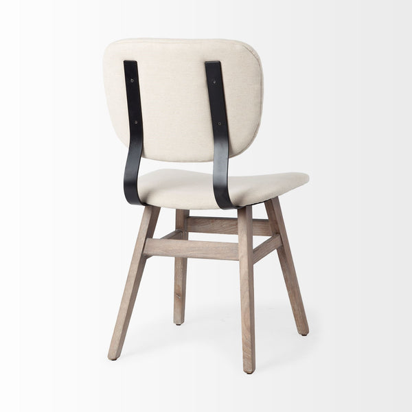 Haden I Cream Fabric Wrap Brown Solid Wood Base Dining Chair