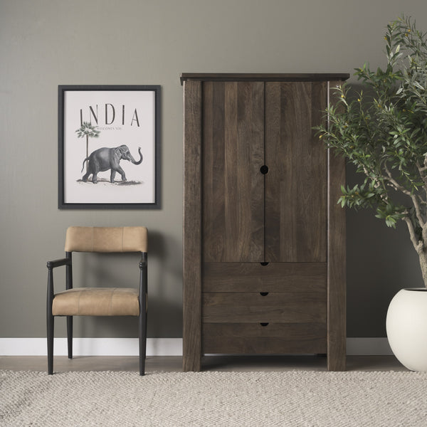 Toni Dark Brown Wood w/ Chestnut Leather Dining Chair