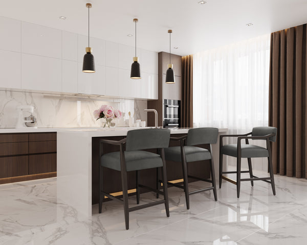 KEAGAN COUNTER STOOL - BRENTWOOD CHARCOAL LEATHER