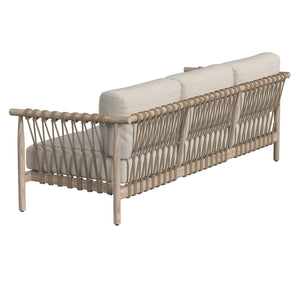 Classic Home Leo Outdoor Sofa in Taupe, Teak/Olefin