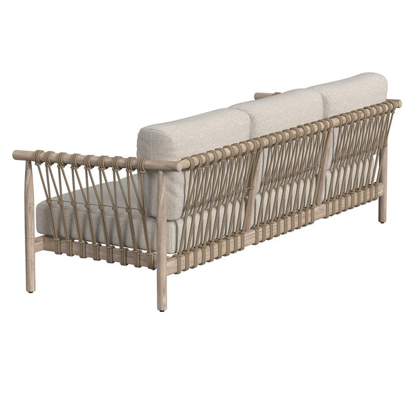 Classic Home Leo Outdoor Sofa in Taupe, Teak/Olefin