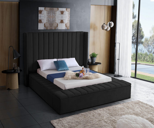 Joanne Queen Bed In Black Velvet