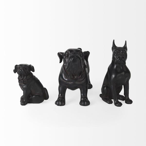Rocky 4L x 5W Black Resin Boxer Dog