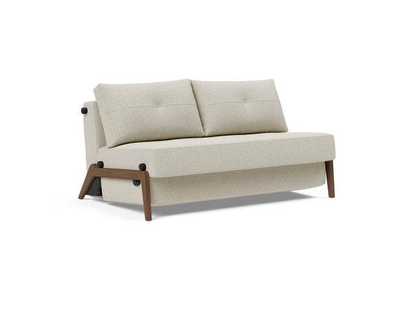 CUBED FULL SOFA BED in MIXED DANCE NATURAL FABRIC WITH Dark Wood LEGS 527