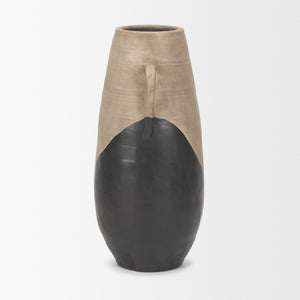 Tully Textured Matte Brown w/ Matte Black Ceramic Floor Vase