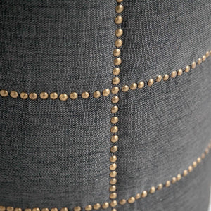 Beacon 20.5"H Gray Fabric w/ Metal Tacks Round Ottoman