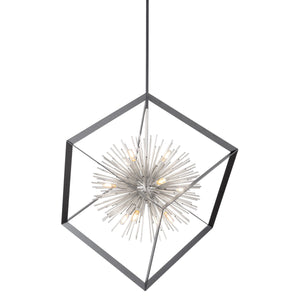 Sunburst  AC11441CH Chandelier in Matte Black & Chrome