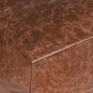 Classic Home Black Leather Pouf - Timeless & Durable