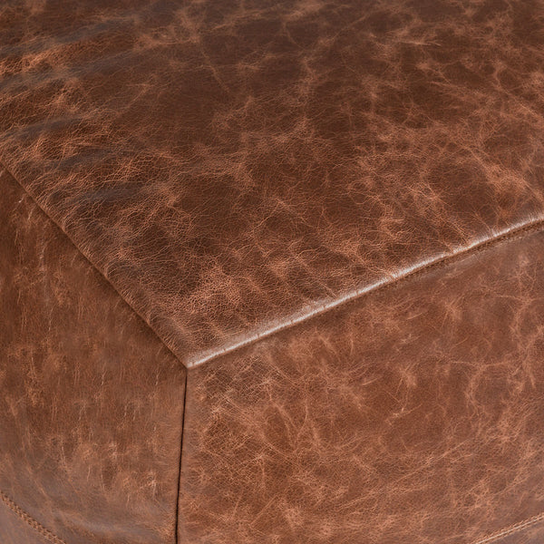 Classic Home Black Leather Pouf - Timeless & Durable