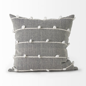 Linda 20 x 20 Navy And Cream With White Detail Decorative Pillow Cover