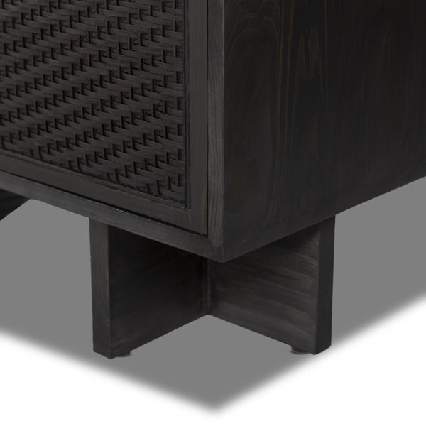 Levon Bar Cabinet In Black Woven Rod Cane