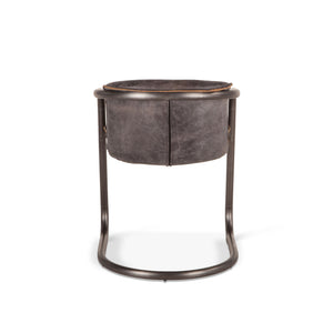 Portofino Distressed Antique Ebony Leather Dining Chair
