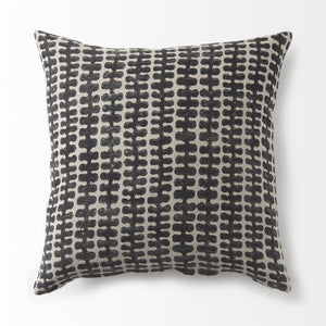 Miriam 18L x 18W Beige and Black Fabric Patterned Decorative Pillow Cover