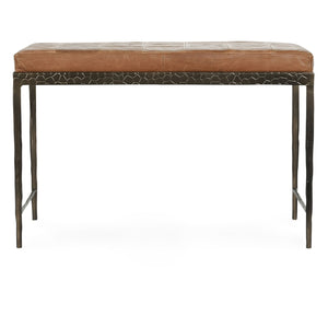 Malo Leather Bench with Hammered Iron Legs - Sedona Brown