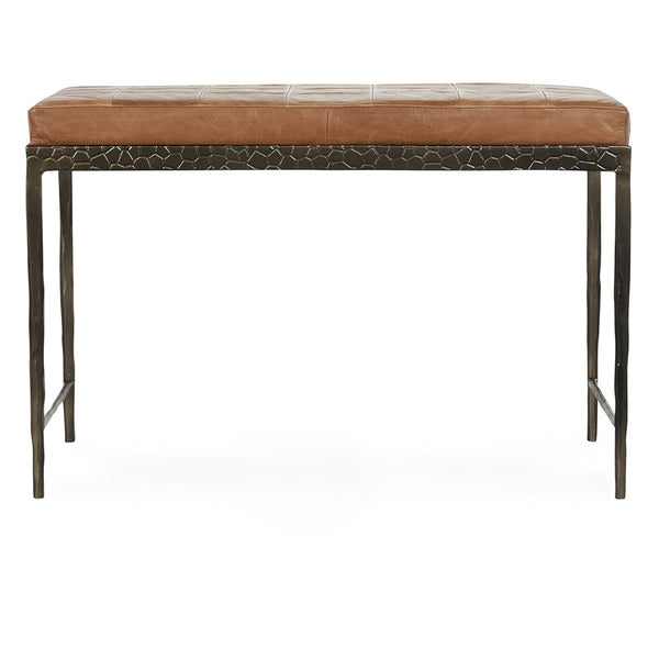 Malo Leather Bench with Hammered Iron Legs - Sedona Brown