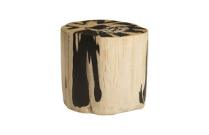 Cast Petrified Wood Stool In Beige & Brown