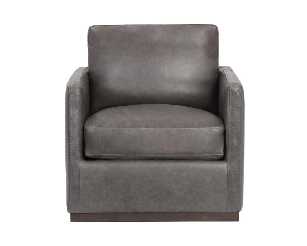 Portman Swivel Lounge Chair - Marseille Concrete Leather