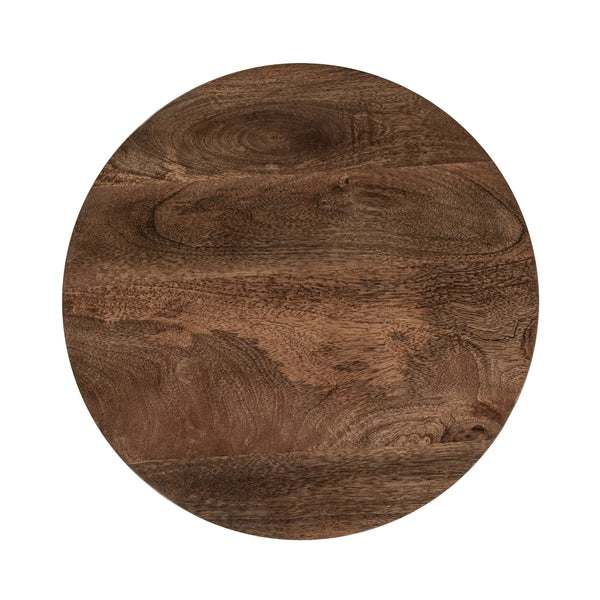 Andra Leather Round Accent Table - Sedona Brown