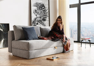 OSVALD FULL SOFABED in MELANGE GREY FABRIC WITH Black steel LEGS 538