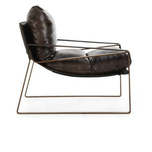 Morgan Leather Accent Chair with Iron Legs - Truffle Brown