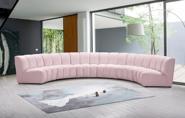 Lynda 6pc. Modular Sectional In Pink Velvet