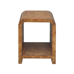 WATERFALL EDGE TWO TIER SIDE TABLE IN DARK BURL WOOD