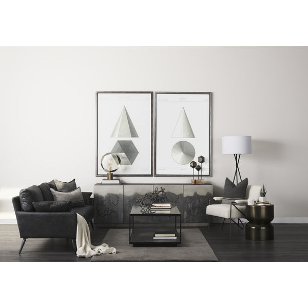 Vicunya Cream Fabric W/Gun Metal Gray Metal Frame Accent Chair