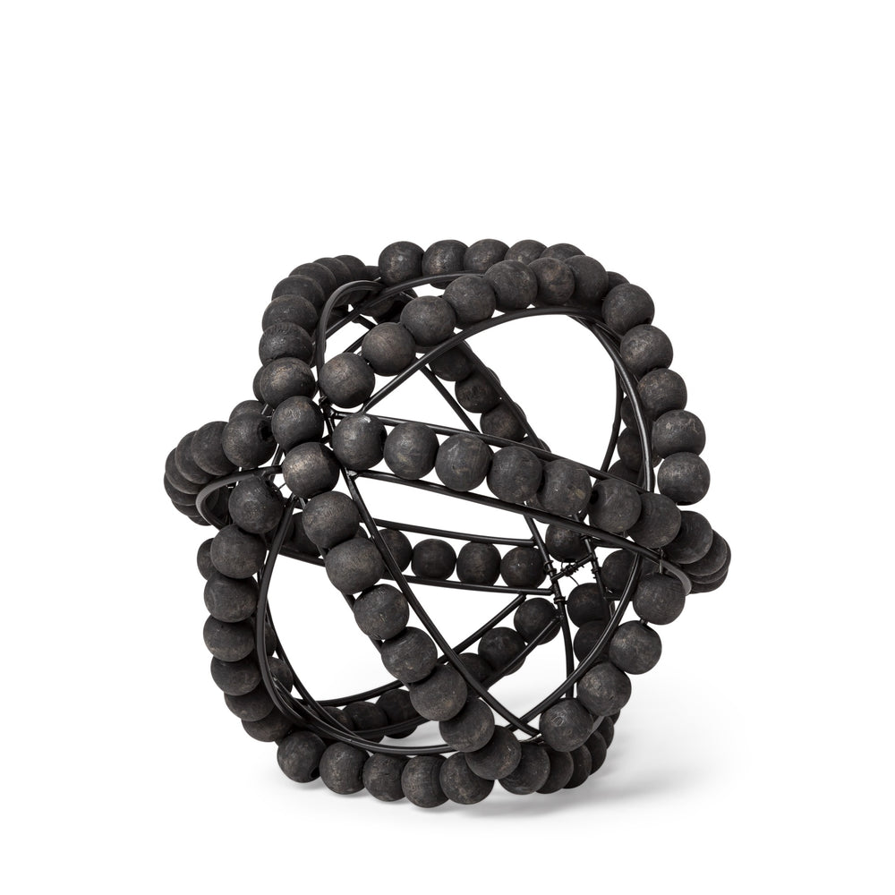 Earnhardt I Small 9L x 9W Black Wooden Beaded Orb