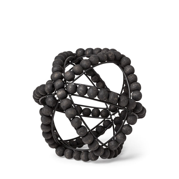 Earnhardt I Small 9L x 9W Black Wooden Beaded Orb