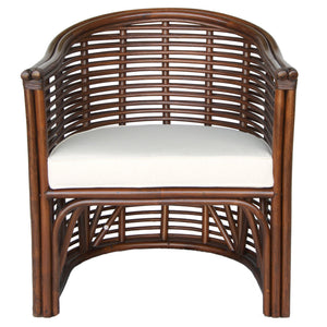 Knox Rattan Tub Arm Chair In Earth Tone Brown