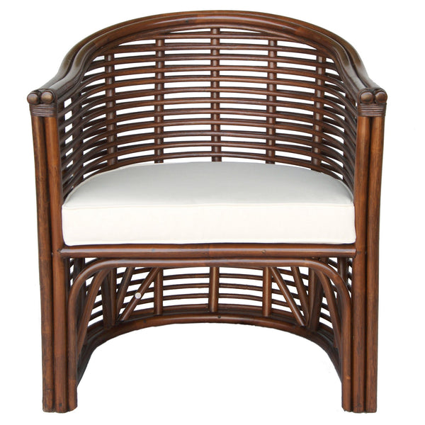 Knox Rattan Tub Arm Chair In Earth Tone Brown