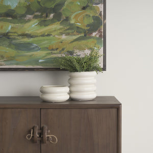 Twyla Tall Cream Glazed Ring Pot