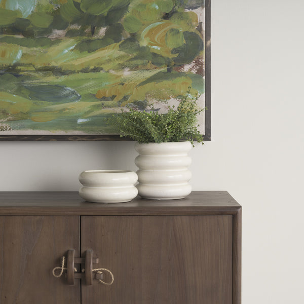Twyla Tall Cream Glazed Ring Pot