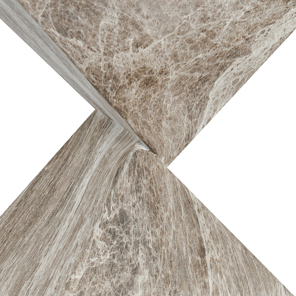 Adler Outdoor Concrete Accent Table in Brown/Ivory
