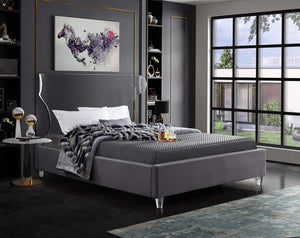 Levi Full Bed In Grey Velvet