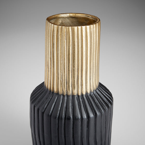 Allumage Vase in Matt Black and Gold