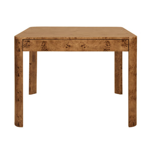 SQUARE TWO DRAWER CURVED CORNER GAME TABLE IN DARK BURL WOOD