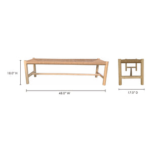 Hawthorn Small Bench in Natural Woven Fibers