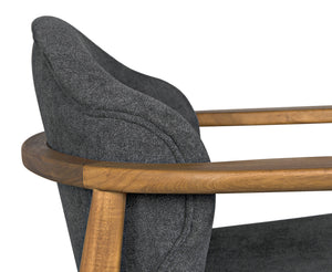Vittorio Teak Chair in Ocean Grey Fabric with a Clear Coat Flat Finish