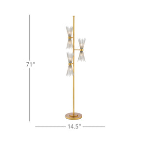 Novatude Floor Lamp In Antique Gold Leaf & Contemporary Silver Leaf