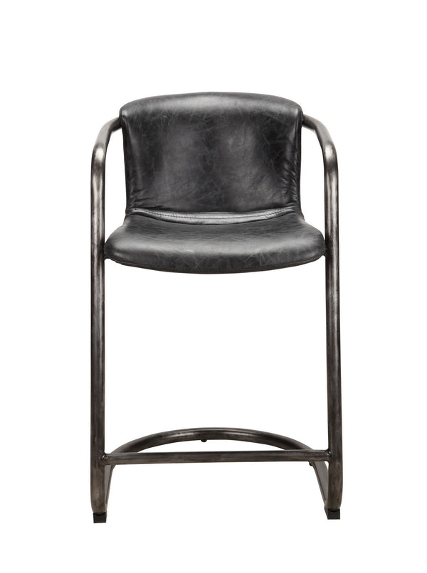 Moe's Freeman Counter Stool Set in Black Leather