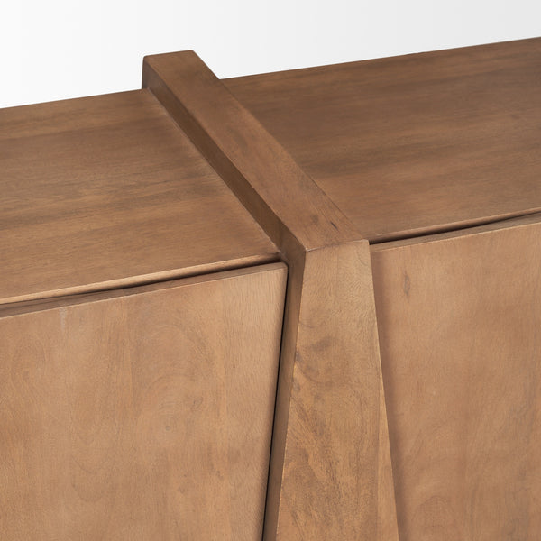 Eula Medium Brown Wood 4-Door Sideboard