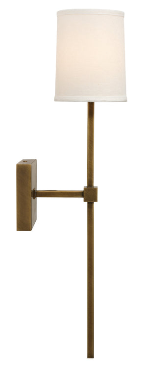 Minerva Wall Sconce, Antique Brass With White Linen Shade