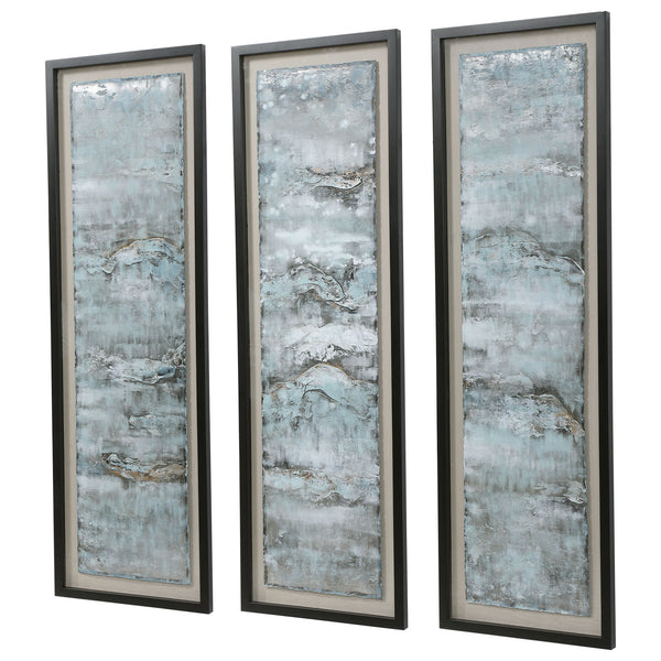 Ocean Swell Painted Metal Art, S/3, 3 Cartons