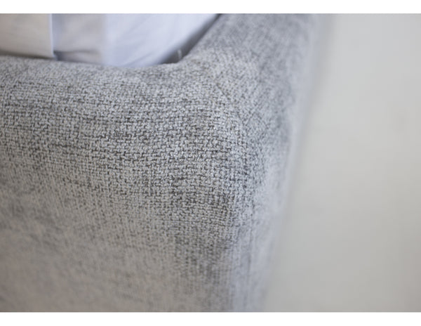 Plume Queen Bed in heather grey chenille