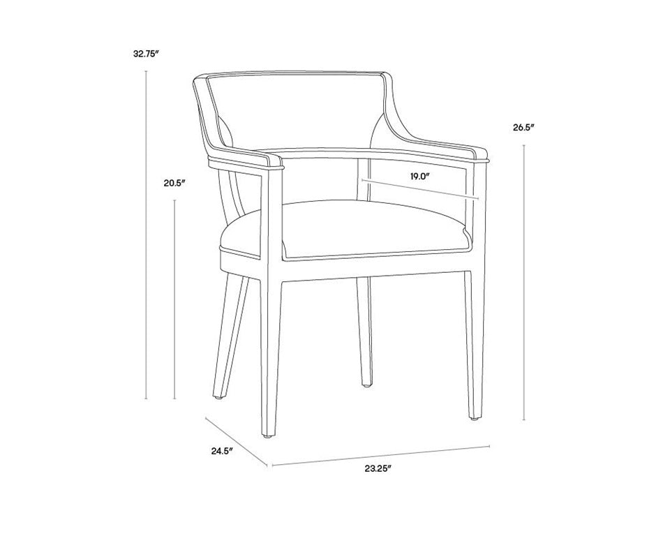 BRYLEA DINING ARMCHAIR - BROWN - SALOON LIGHT GREY LEATHER