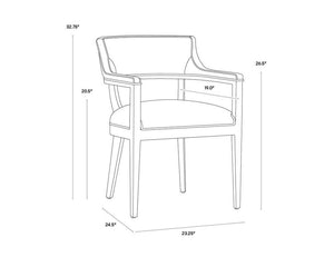 BRYLEA DINING ARMCHAIR - BROWN - SALOON LIGHT GREY LEATHER
