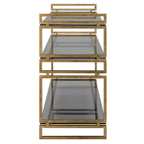 Stacked Up Gray Glass Console Table