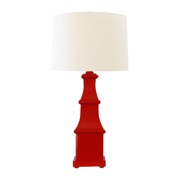 HANDPAINTED TIERED TOLE TABLE LAMP IN RED